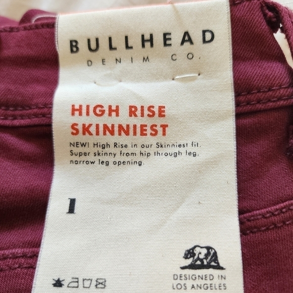 BULLHEAD DENIM CO. for PacSun High-Rise Skinniest Jeans in Burgundy size 1 - Picture 7 of 7